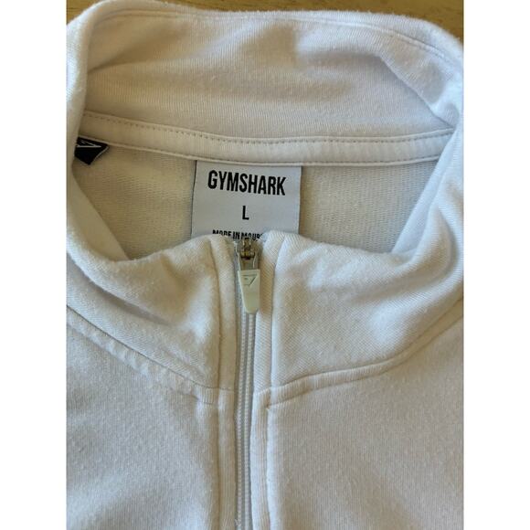 Gymshark Pullover White Sweatshirt Cropped Front Pocket 1/2 Zip Comfy Soft Gym L - Picture 11 of 14